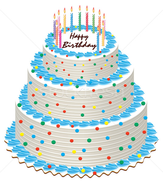 [[stock_photo]]: Vecteur · gâteau · d'anniversaire · grand · brûlant · bougies · heureux