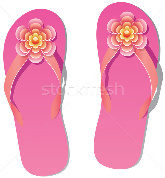 vector pair of flip flops with flowers Stock photo © freesoulproduction