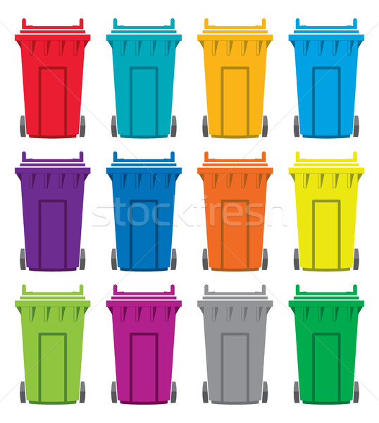 vector set of colorful flat recycling wheelie bin icons Stock photo © freesoulproduction