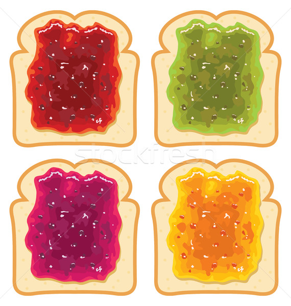 vector set of white bread slices with fruit jam Stock photo © freesoulproduction