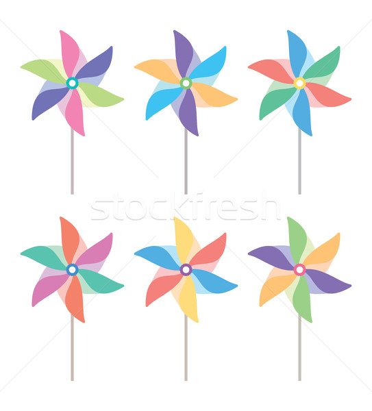 Stock photo: vector colorful and pinwheel set