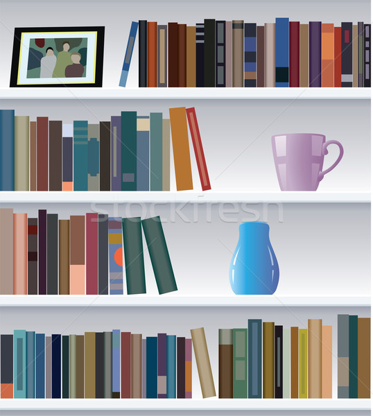 Stockfoto: Vector · moderne · boekenplank · kantoor · familie · boek