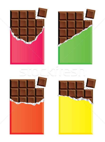 Stock photo: vector dark chocolate bars with a piece of chocolate bar