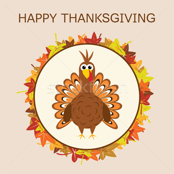 vector turkey for thanksgiving day and autumn leaves Stock photo © freesoulproduction