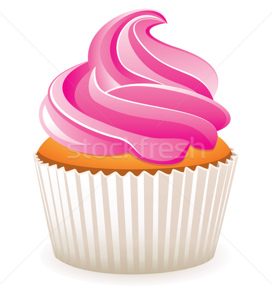 Vektor rosa Cupcake Essen home Kuchen Stock foto © freesoulproduction