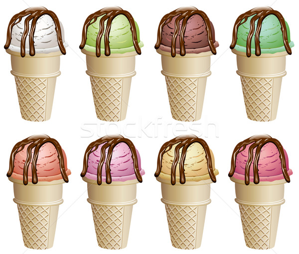 Vecteur coloré icecream chocolat sauce alimentaire Photo stock © freesoulproduction