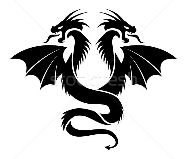 vector icon of flying two headed dragon Stock photo © freesoulproduction