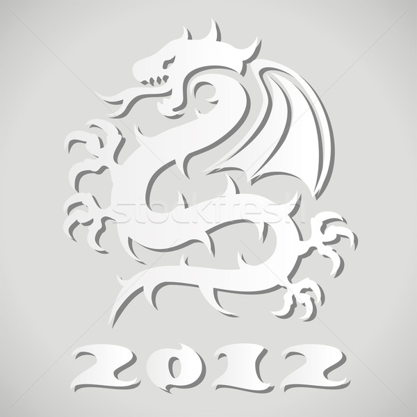 vector white paper dragon Stock photo © freesoulproduction