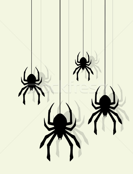 vector background pattern of hanging spiders on web threads Stock photo © freesoulproduction