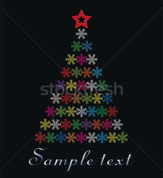 Vektor abstrakten Weihnachtsbaum farbenreich Schneeflocken Natur Stock foto © freesoulproduction