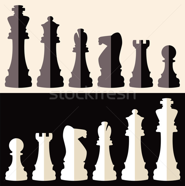 Stock photo: vector set of flat icons of chess pieces 