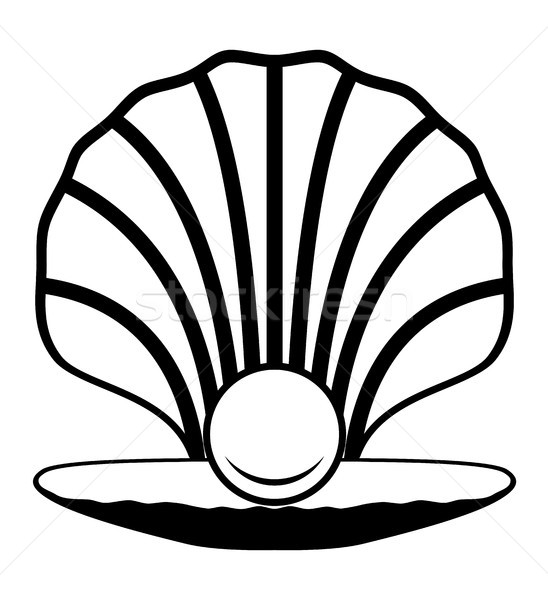 vector pearl in a shell black and white icon Stock photo © freesoulproduction