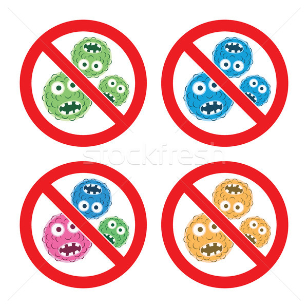 Wektora zestaw stop bakteria ikona odizolowany Zdjęcia stock © freesoulproduction