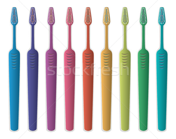Vektor Set farbenreich isoliert weiß Zahn Stock foto © freesoulproduction