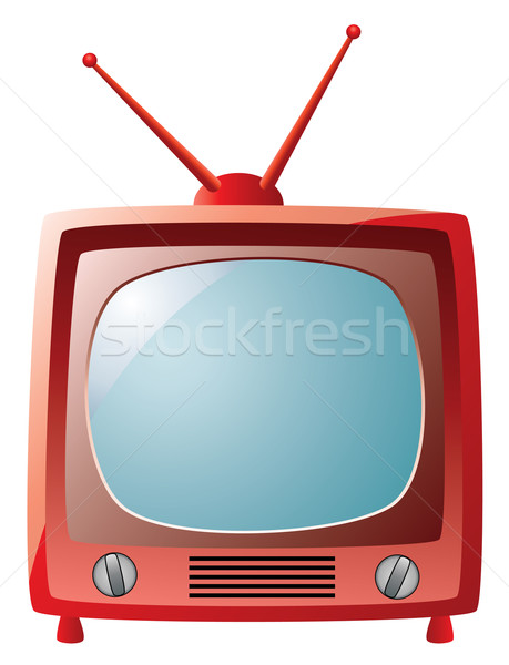 Stock photo: red retro tv set