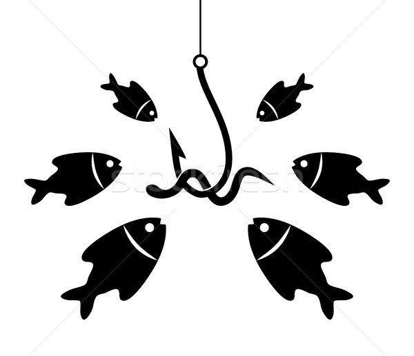 ベクトル 黒白 釣り アイコン フック 餌 ストックフォト © freesoulproduction