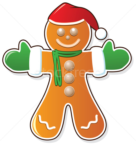 vector gingerbread cookie in santa's claus hat Stock photo © freesoulproduction