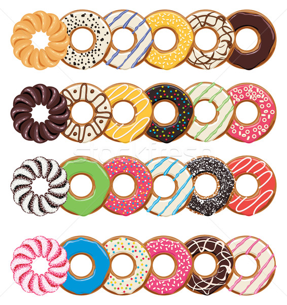 Stockfoto: Vector · moderne · stijl · iconen · kleurrijk · donuts