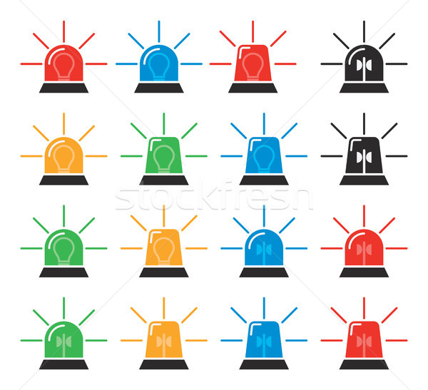 vector set of emergency and police siren icons Stock photo © freesoulproduction