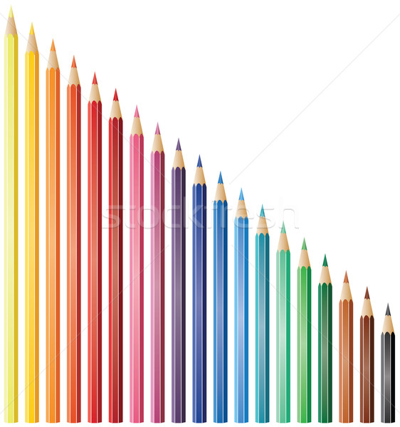 Wektora kolorowy ołówki dziewiętnaście biuro drewna Zdjęcia stock © freesoulproduction