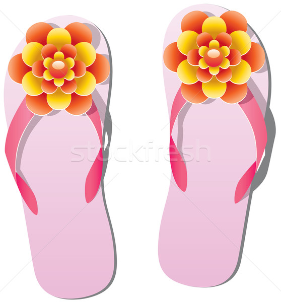 vector pair of flip flops with flowers Stock photo © freesoulproduction
