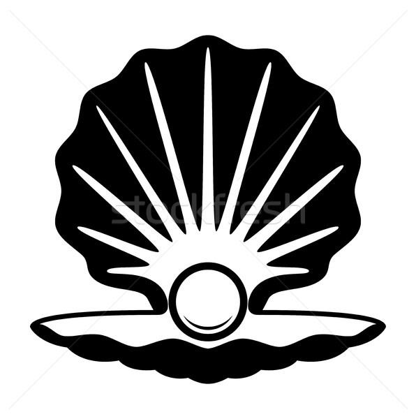 vector pearl in a shell black and white icon Stock photo © freesoulproduction