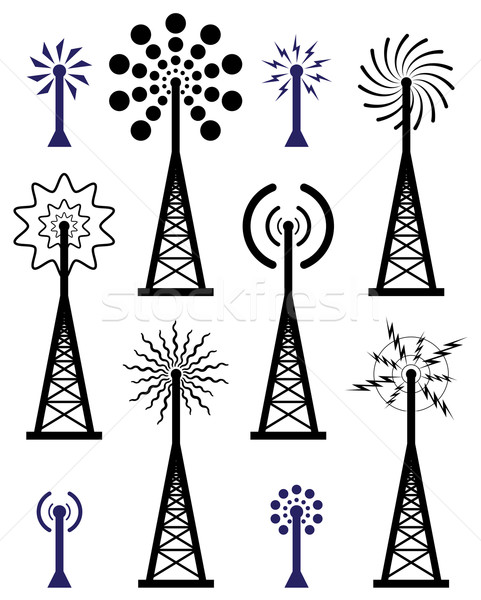 Vetor rádio torre onda difundir símbolos Foto stock © freesoulproduction