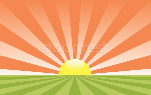 vector abstract rural landscape with rising sun Stock photo © freesoulproduction