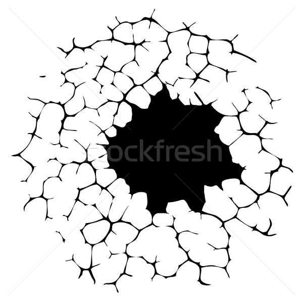 Wektora czarno białe pęknięty konkretnych ściany czarna dziura Zdjęcia stock © freesoulproduction