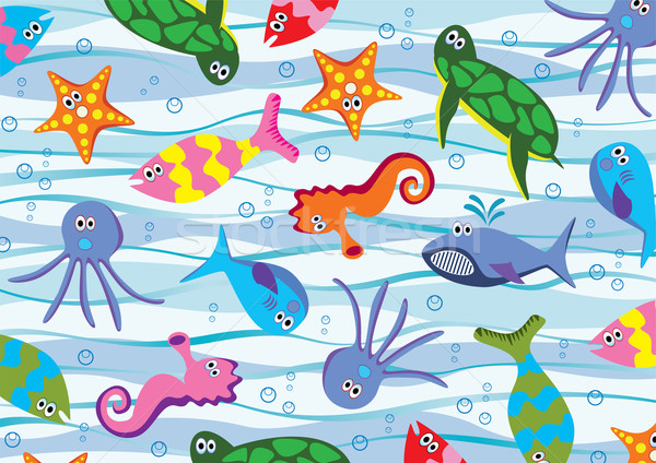 Vektör renkli deniz hayvanları su gözler dizayn Stok fotoğraf © freesoulproduction