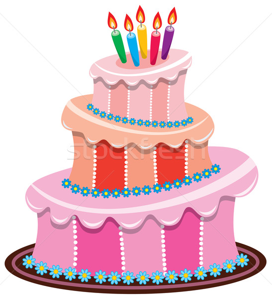 Vetor grande bolo de aniversário ardente velas comida Foto stock © freesoulproduction
