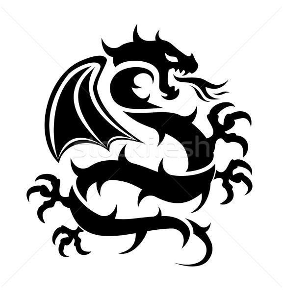 Vector icon vliegen draak zwart wit logo Stockfoto © freesoulproduction