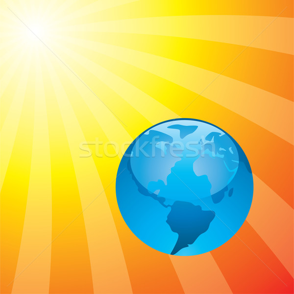 vector earth and the rising sun Stock photo © freesoulproduction