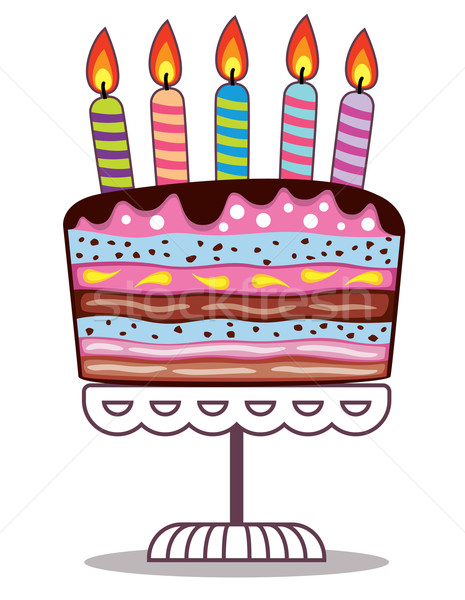 [[stock_photo]]: Vecteur · gâteau · d'anniversaire · stand · brûlant · bougies · fête