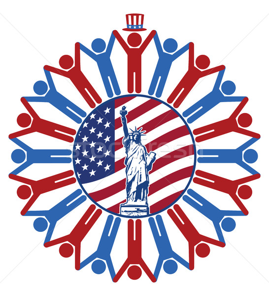 Wektora ikona banderą Stany Zjednoczone Ameryki posąg Zdjęcia stock © freesoulproduction