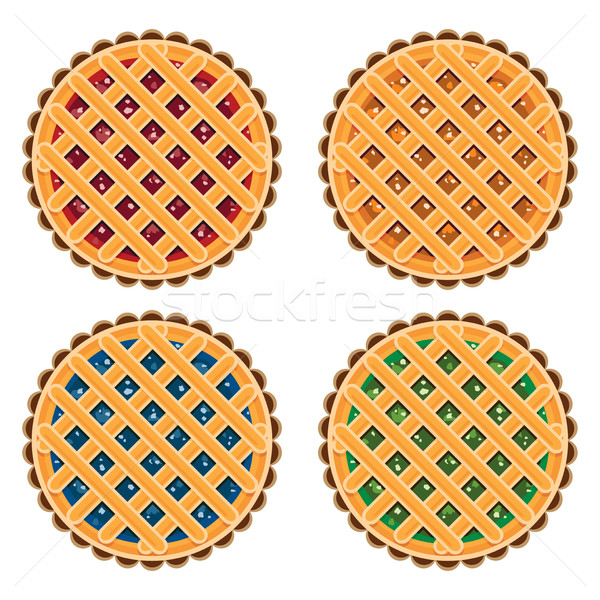 Stock photo: vector collection of homemade fruit and berry pies