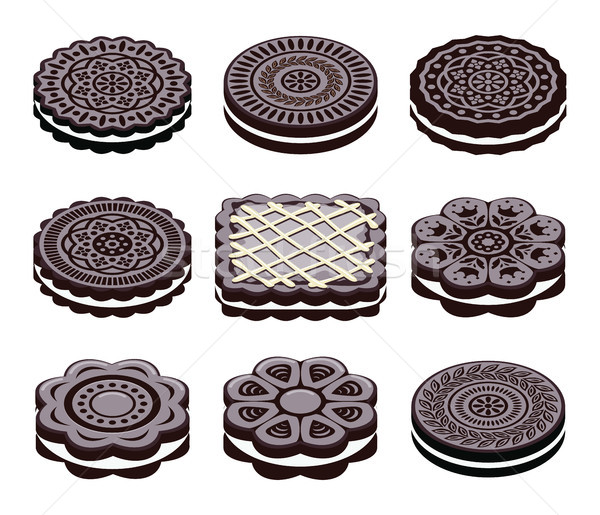 vector icons of oreo cookie set Stock photo © freesoulproduction