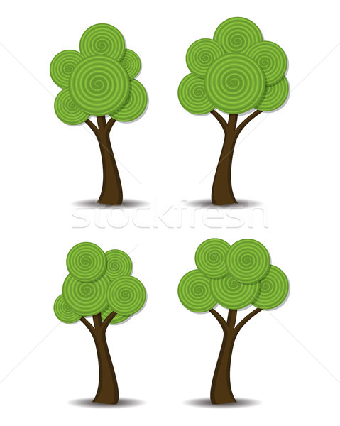 Vektor Gruppe stilisierten abstrakten Bäume Holz Stock foto © freesoulproduction