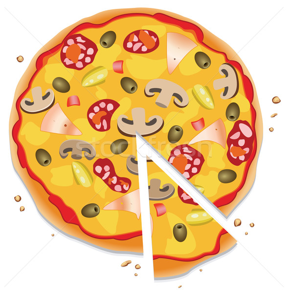 Stock photo:  italian pizza with a slice