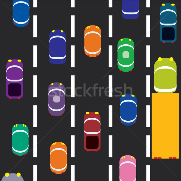 Foto stock: Vector · coches · carretera · coche · camión · verde