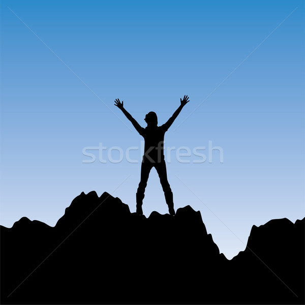 Lány felemelt kezek vektor sziluett nő boldog Stock fotó © freesoulproduction