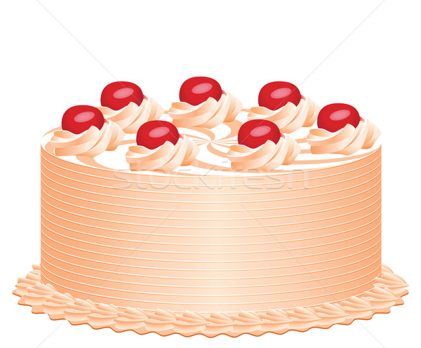 vector cake with cherries Stock photo © freesoulproduction