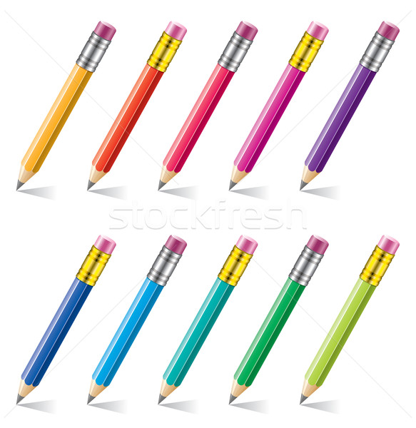 vector pencils with eraser Stock photo © freesoulproduction