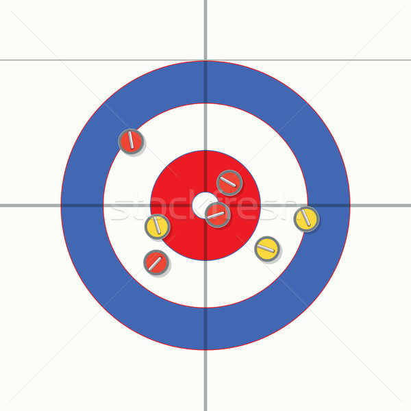 Stock photo: vector sport illustration of curling stones on ice