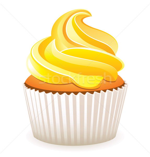 Vektor gelb Cupcake Essen home Kuchen Stock foto © freesoulproduction