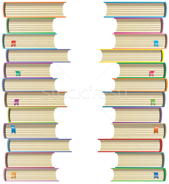 Stockfoto: Vector · boeken · bladwijzers · achtergrond · oranje · Blauw