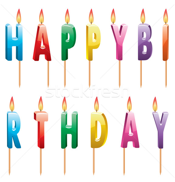 Vecteur coloré bougies d'anniversaire fête bois heureux [[stock_photo]] © freesoulproduction