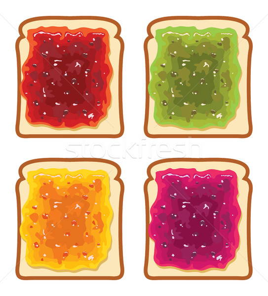 vector set of white bread slices with fruit jam Stock photo © freesoulproduction