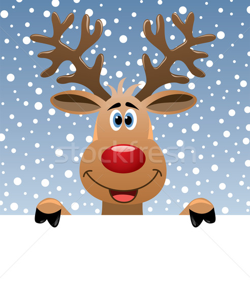 vector rudolph deer holding blank paper Stock photo © freesoulproduction