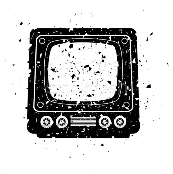 Foto stock: Vector · sucio · ilustración · retro · televisor · televisión